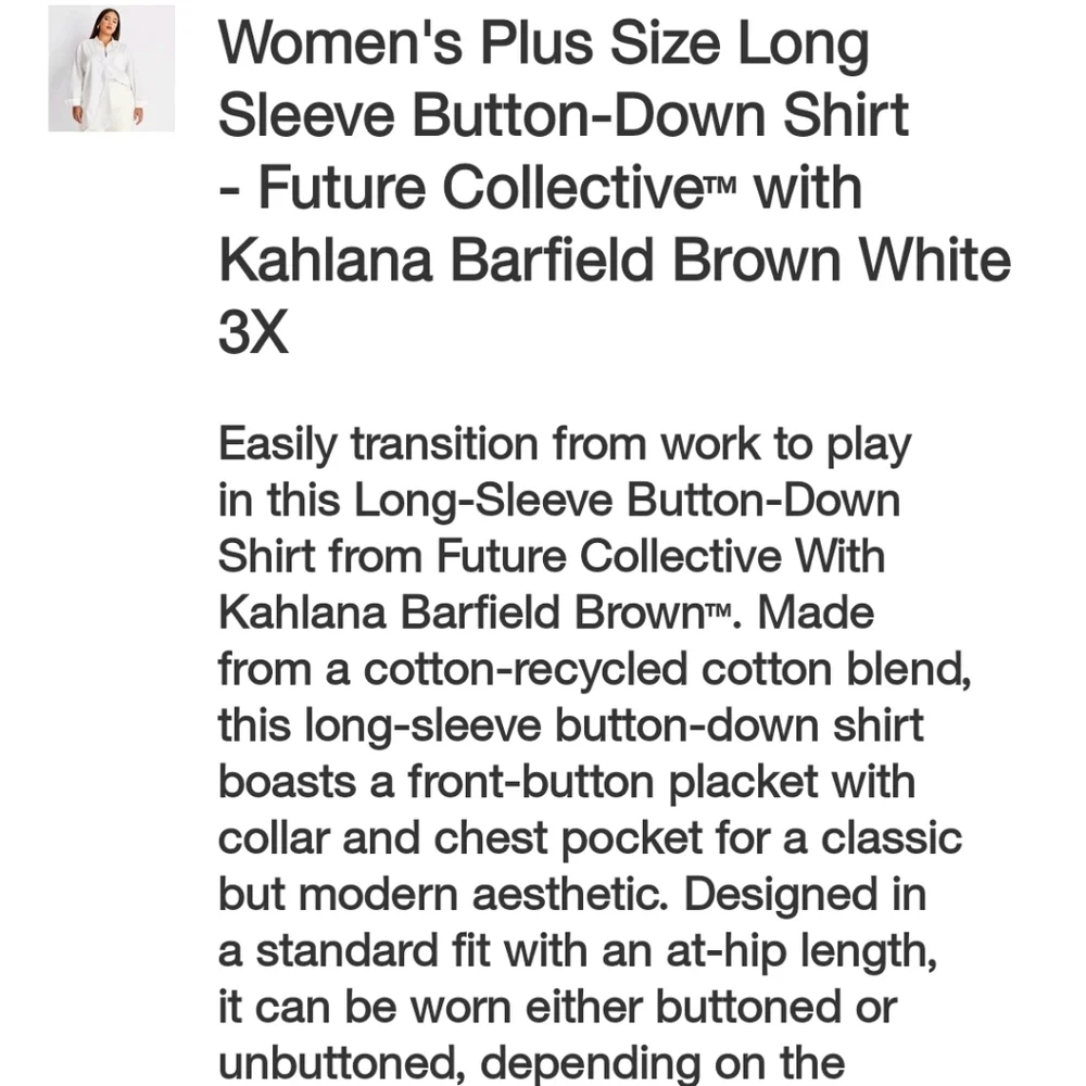 Women’s White Button-Down Shirt - Classic Oversized Button Front - Picture 4 of 16